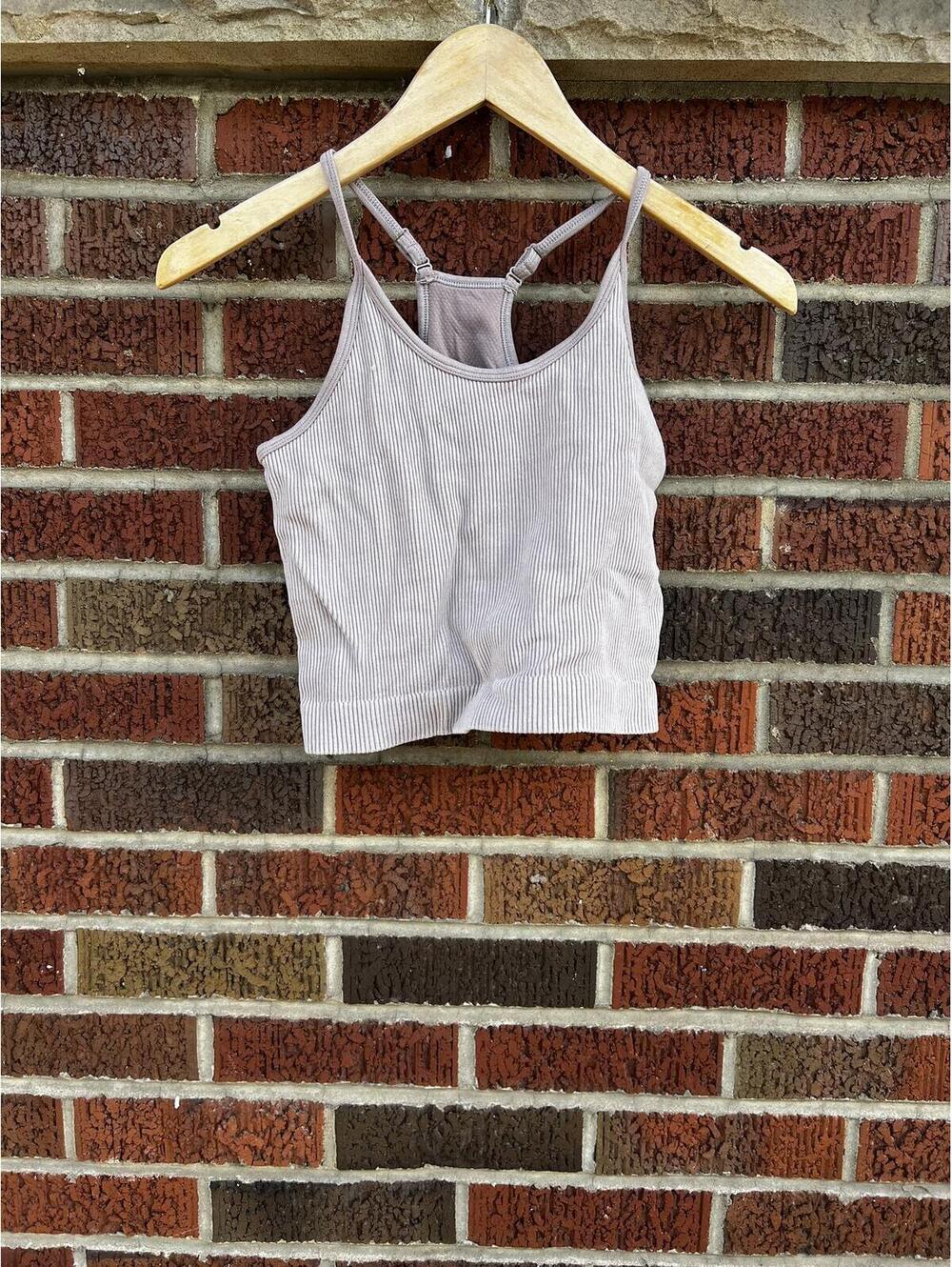 Pop Fit Dusty Pink Ribbed Racerback Athletic Tank Top